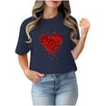 thumbnail image 4 of Valentine's Day Womens Tops Short Sleeve Shirts Round Neck Loose Casual Blouses Heart Print Tshirts Navy M, 4 of 4
