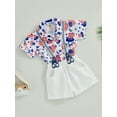 thumbnail image 3 of Wassery 4th of July Baby Boys 9M 12M 24M 2T 3T 4T 5T Toddle Boys Independence Day Outfits Short Sleeves Lapel Flag Print Tops + Shorts with Suspender Shoulder Strap 2Pcs Summer Clothes Set 0-5T, 3 of 9