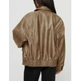 thumbnail image 3 of PRETTYGARDEN Women's Faux Leather Motorcycle Jacket Trendy Fall Spring Clothes Oversized Zip Up Winter Coat Outerwear, 3 of 10