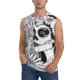 thumbnail image 1 of Fotbe Floral Sugar Skull Portrait Men's Camiseta sin Mangas Estampada para Hombres, Playera Casual para Gimnasio, Entrenamiento, Playa-3X-Large, 1 of 7