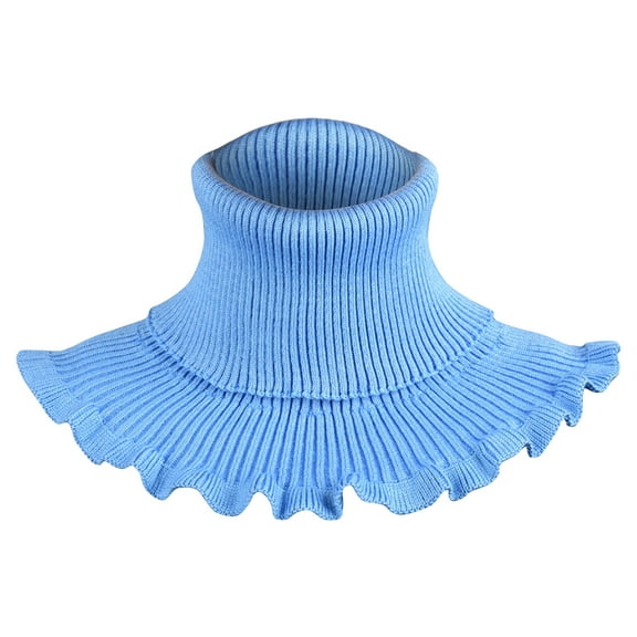 PMVFHDE Women's Detachable Knit Collar High Neck Scarf, Warm Turtle Neck Like Accessory for Women, Fashionable Layering Piece for Sweaters and Coats Sky Blue