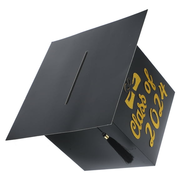 Worgeous Graduation Cap Shaped Card Box for Storage Made of Paper Black Color Large Capacity