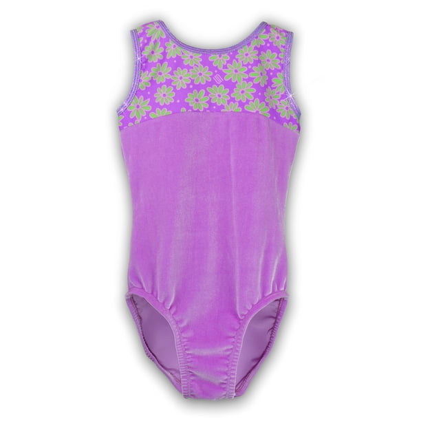 Gymnastics Leotard for Girls Retro Daisies/Orchid Velvet Leap Gear