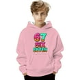 thumbnail image 4 of Kids Hoodies Sweatshirts 6 7 Six Seven Letter Hoodies Sweatshirts Comfortable Boys Graphic Print Hooded Sweatshirt Pullover Jacket With Pocket For Outdoor Activities Pink 160(12-13 Years), 4 of 8