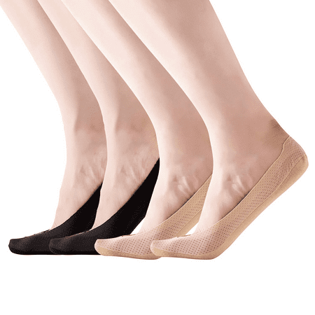 RIIQIICHY 4 to 6 Pack No Show Socks Womens Non Slip Nude Black Socks for High Heels Hidden Low Cut Liner Boat Socks for Dress Shoes
