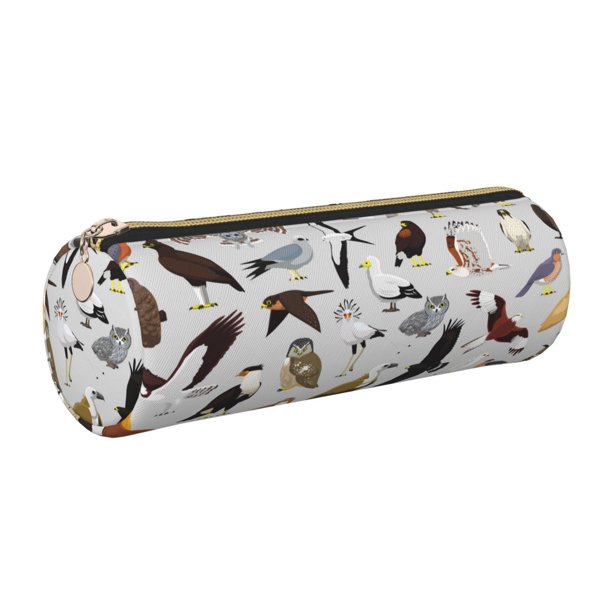 Easygdp Animal Bird para Estuche de Lápices Cilíndrico de Cuero con Cremallera, Organizador de Lápices de Cuero para Escuela, Oficina y Viajes