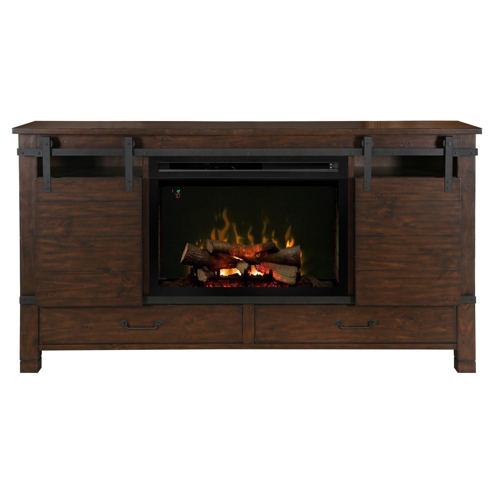 Dimplex Austin Media Console Electric Fireplace With Logs Harper, Harper Brown
