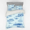 thumbnail image 2 of Ambesonne Nautical Bedding Set 3 Pcs, Wildlife Shark Boat, Twin, Pale Blue Blue, 2 of 3