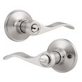 thumbnail image 2 of Knobonly 2 Pack Wave Door Lever Brushed Nickel Finish Universal Entry Keyed Door Handles Different Keys Handleset, 2 of 4