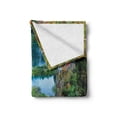 thumbnail image 2 of Fall Soft Flannel Fleece Throw Blanket, Scenic Fall Valley in the Mountains of Plitvice Lakes National Park Croatia, Cozy Plush for Indoor and Outdoor Use, 60" x 80", Green Blue Orange, by Ambesonne, 2 of 6