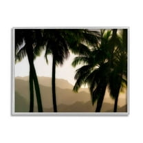 Stupell Industries Sunlit Palm Trees Mountain Peaks Photograph Gray Framed Art Print Wall Art, Design by Dennis Frates