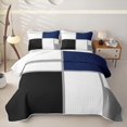 thumbnail image 2 of Erosebridal Geometric Grids Quilt Full,Navy Solid Blocks Full Bedspread Sets For Boys,3pcs, 2 of 7