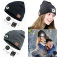thumbnail image 3 of GRNSHTS Wireless Bluetooth Beanie Headset Hat with LED Light,Built-in Stereo Speaker and Mic Headphone Music Knitted Cap (Grey), 3 of 4