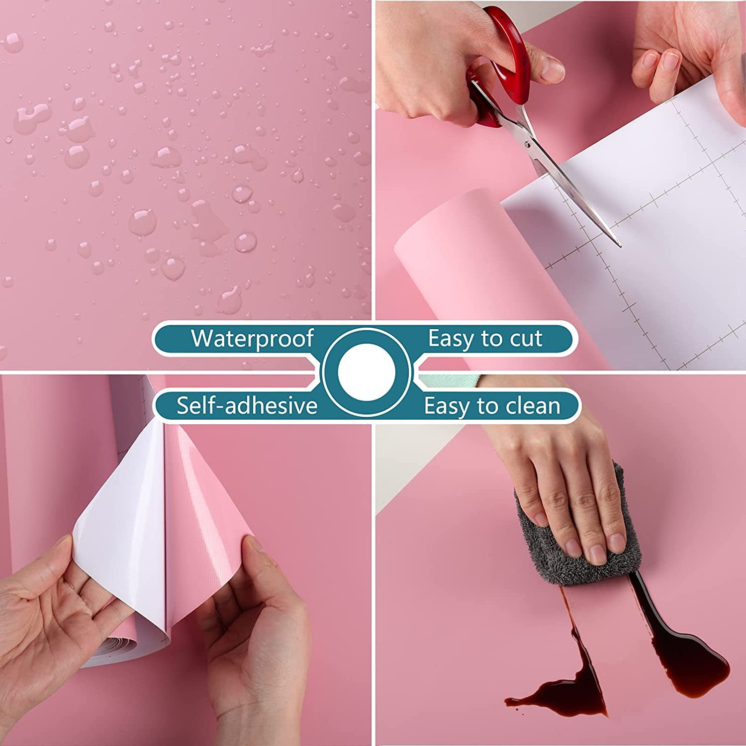 VEELIKE Pink Wallpaper Peel and Stick 15.7''x118'' Self Adhesive Thicken Pink Contact Paper for Bedroom Waterproof Vinyl Film Roll for Walls Cabinet Dresser Shelf Drawer Liners Living Room