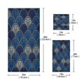 thumbnail image 3 of 3 Piece Bath Towels Set Bath Towel, Hand Towel and Face Towel for Bathroom, Gym, Hotel Dark Blue Fan-shaped Pattern, 3 of 8