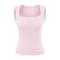 thumbnail image 5 of Built in Bra Tank Tops for Women Summer Sleeveless Racerback Square Neck Casual Basic Ribbed Tops, 5 of 9