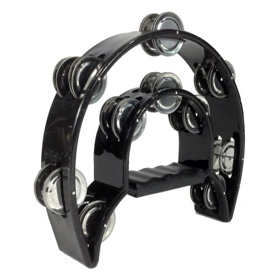 Double Row TAMBOURINE - Metal Jingles Hand Held Percussion Ergonomic Handle