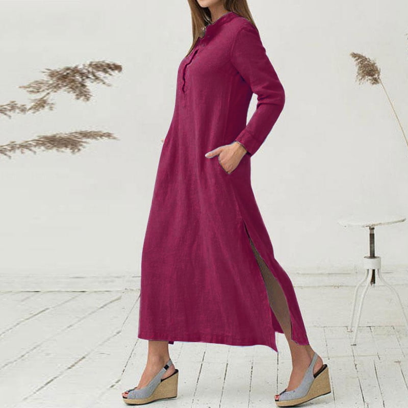 long sleeve dress with slits on both sides