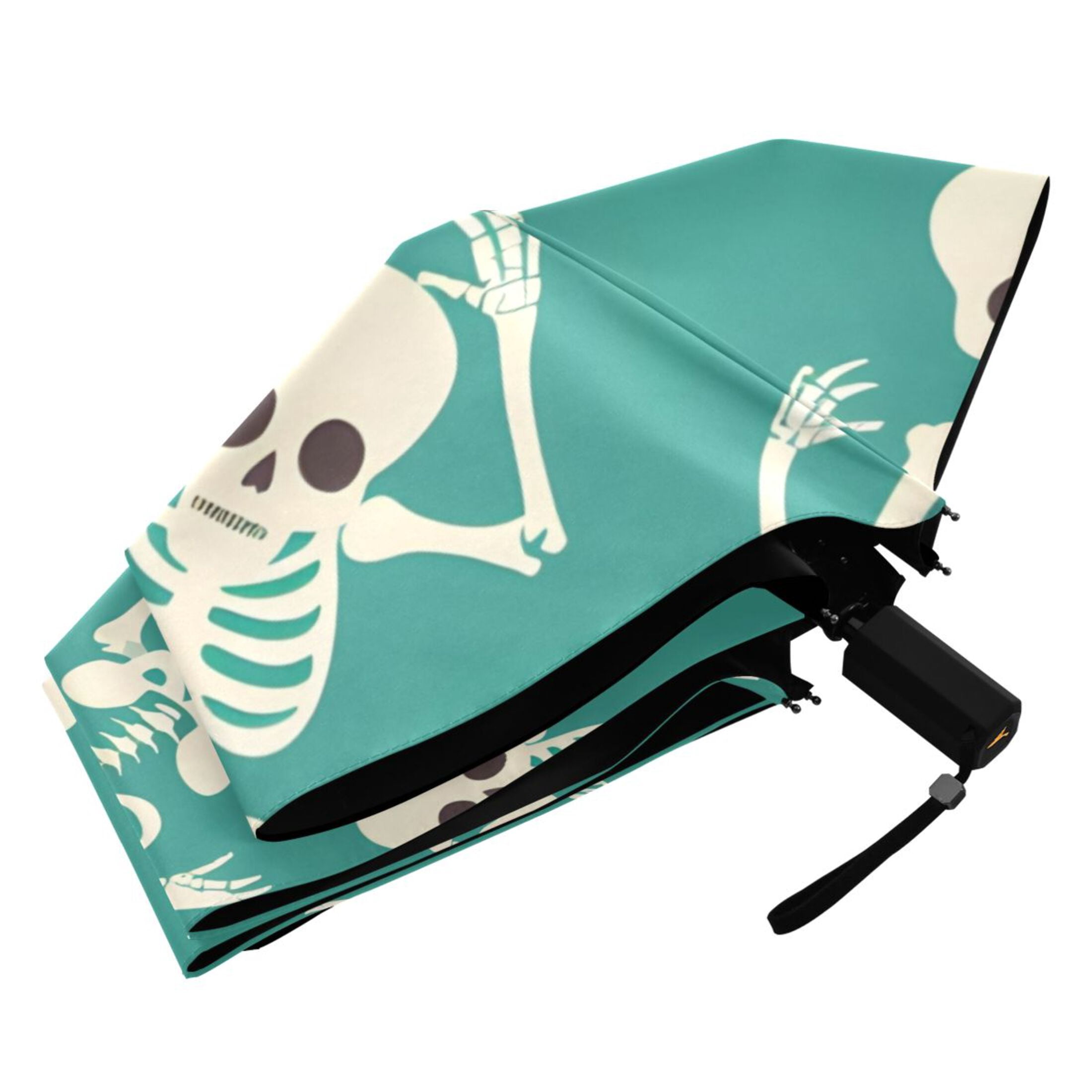 ALAZA Skeleton Dancing Skull UPF 50+ Compact Folding Umbrella for Rain Travel Umbrella Packable