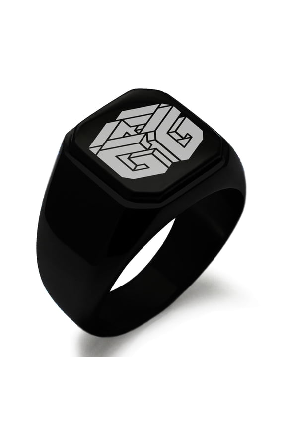 Stainless Steel Letter G Initial 3D Cube Box Monogram Engraved Engraved Square Flat Top Biker Style Polished Signet Ring