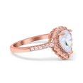 thumbnail image 2 of Rose Tone, Simulated Cubic Zirconia Size-7 Teardrop Pear Art Deco Halo Engagement Ring 925 Sterling Silver, 2 of 7