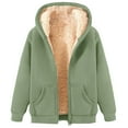 thumbnail image 4 of BODOAO Zip Up Hoodie Women Sherpa Lined Fleece Jacket Plus Size Weighted Cropped Sweatshirt Y2K Warm Coats with Pockets Fall Winter Casual Cozy Fuzzy Coats Sweatshirt Fall Winter Coat Light green L, 4 of 4