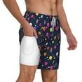 thumbnail image 3 of Picia Colored Balloons pattern Mens Swim Trunks with Compression Liner Stretch Beach Shorts Quick Dry with Zipper Pockets No-Chafing Board Shorts-X-Large, 3 of 9