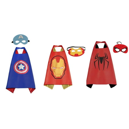 3 Set Superhero  Costumes - Capes and Masks with Gift Box by Superheroes