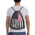 thumbnail image 4 of Hirioo Ribbon Breast Cancer Awareness Print Drawstring Backpack Bag Sport Versatile Sports Backpack for Gym, Travel, Swimming, Beach, 4 of 9
