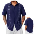 thumbnail image 1 of Playa De Guayabera Cubana Camisas Casual De Lino Para Hombre, 1 of 8