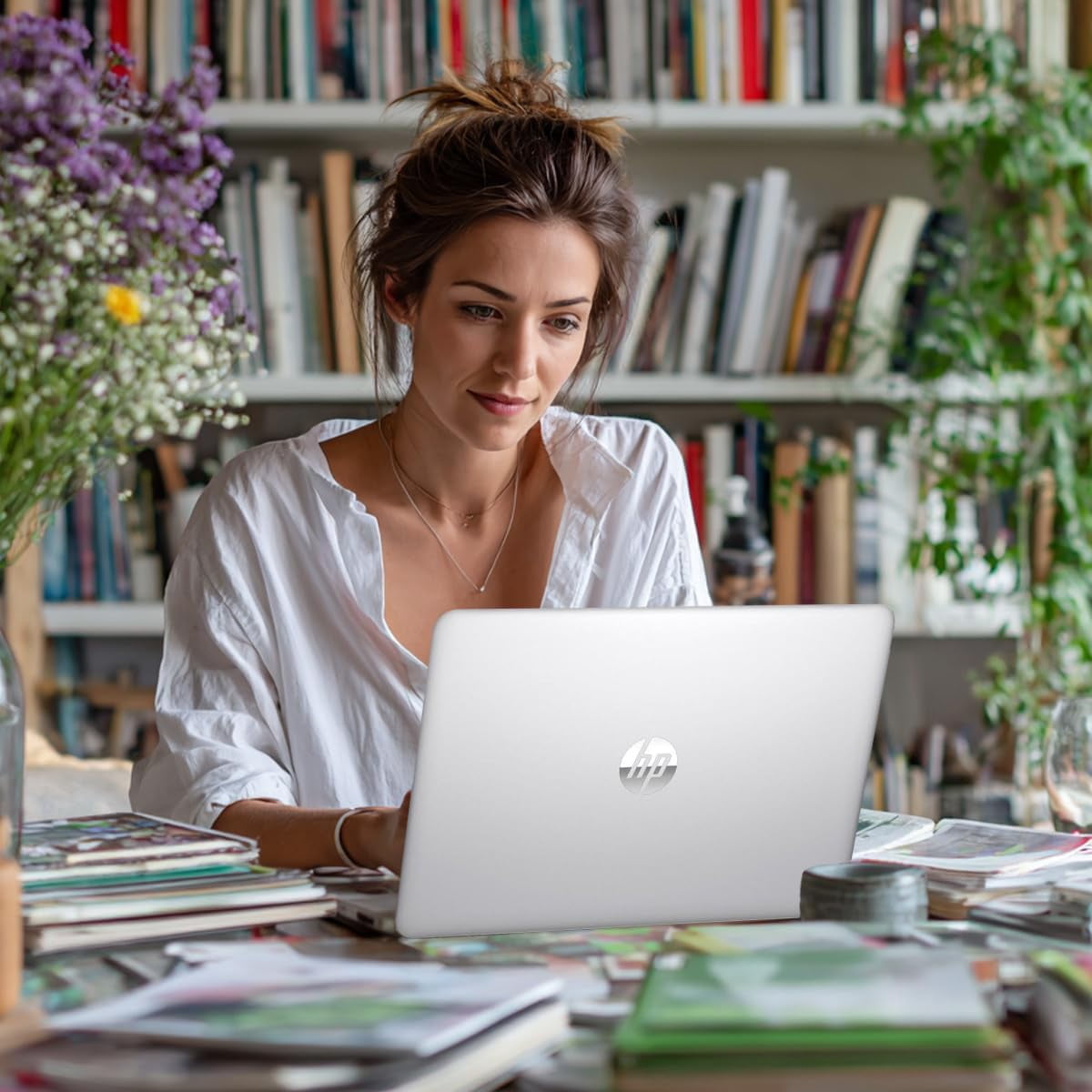 HP 17.3" Touchscreen Business Laptop, AMD Ryzen 5 7430U, 12GB RAM, 512GB SSD, Backlit Keyboard, Windows 11 Pro, Wi-Fi 6, HD+ Display, Silver