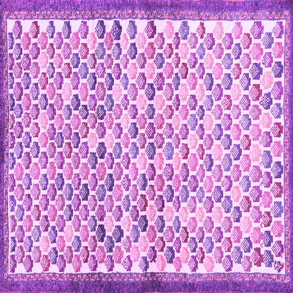 Ahgly Company Indoor Square Abstract Purple Contemporary Area Rugs, 8' Square