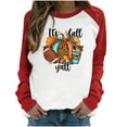 thumbnail image 1 of Penkiiy Chandail en Molleton pour Femmes C'est l'Automne Col Rond Imprimé Chandail Manches Longues Blouse Rouge Y2K Vêtements, 1 of 4