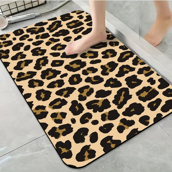 1pc Leopard print Bathroom Rug Bathroom Decor and Accessories- Durable,Anti Slip,And Quick Drying,Suitable For Indoor/outdoor Use - Perfect For Bathrooms,Bedrooms,Kitchens