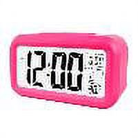 Smart Digital Alarm Clock with Date and Temperature Snooze Button on Top Battery Operated Rectangle Desk Clock with Night Light for Bedroom Kids Children Girls Boys