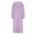 thumbnail image 6 of ZyeKqe Womens Hoodies Dress Casual Fleece Sherpa Warm Long Hooded Dress Plus Size Plush Fuzzy Pullover Coat with Pockets, 6 of 7