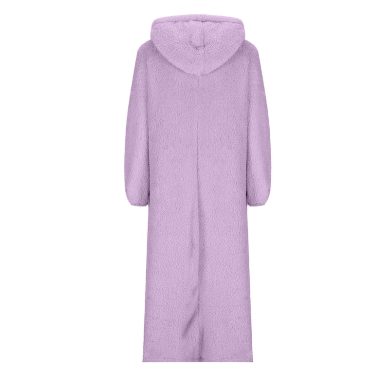 Jgppe Womens Fleece Long Dress Hooded Warm Fuzzy Plus Size Long