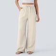 thumbnail image 2 of Yungyresw Womens Wide Leg Palazzo Pants Solid Drawstring Lightweight Baggy Pants Casual Comfort Flowy Women Pants With Pocket Beige L, 2 of 6