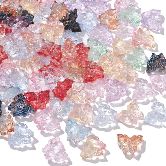 DanLingJewelry 100Pcs Mixed Color Butterfly Glass Beads Transparent Butterfly Handmade Lampwork Bead Cute Animal Spacer Beads for DIY Jewelry Making Crafting