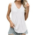 thumbnail image 2 of Admvng Summer Tops for Women Fashionable V-neck Sleeveless Casual Camisole Pleated Top S-2XL, 2 of 9