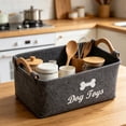 thumbnail image 5 of HomelyJoy Dog Toy Basket, Foldable Pet Storage Bin Box with Wooden Handles for Toys Blankets Leashes, Soft Felt Organizer for Home Travel, Light Gray, 1 Pack, 5 of 9