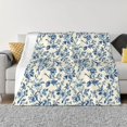 thumbnail image 1 of Fotbe Vintage Blue Floral Manta de Franela con Estampado, Manta Ultrasuave para Cama, Sofá, Auto, Hipoalergénica y Antibolitas-50"x40", 1 of 6
