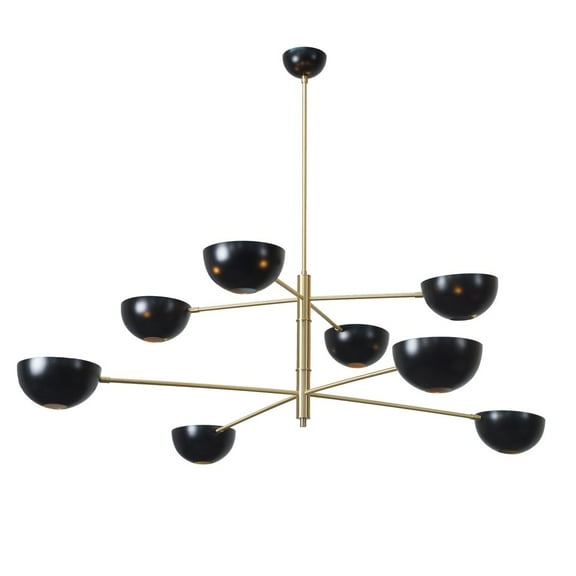 Larger Mid Century Style Two Tier Sputnik Chandelier Stilnovo Design Matte Black Shade