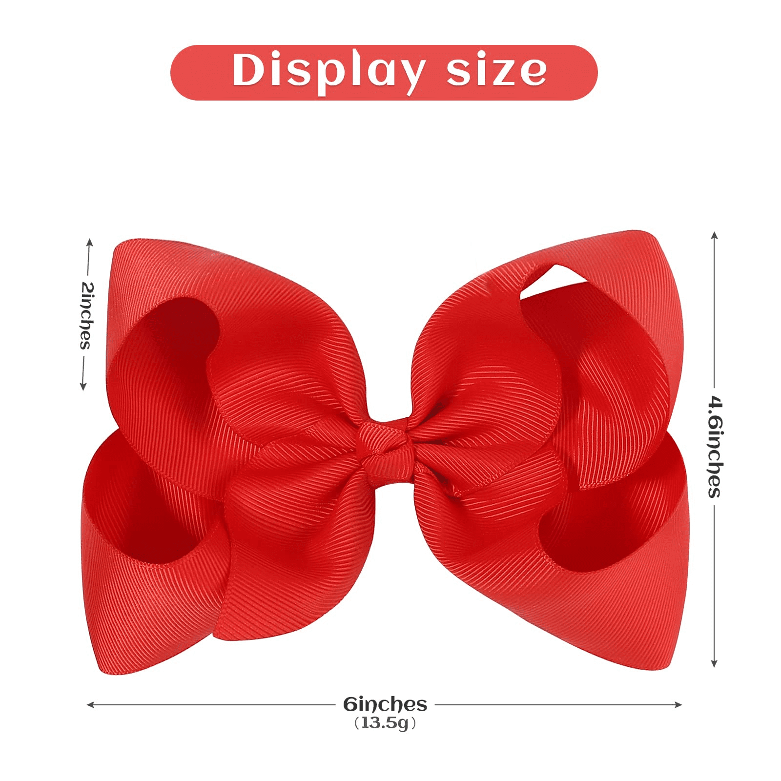 Red Hair Bows For Girls and Toddler - 6 pcs Red Bow 6 inch ×2, 4 inch ×2, 3  inch ×2 …