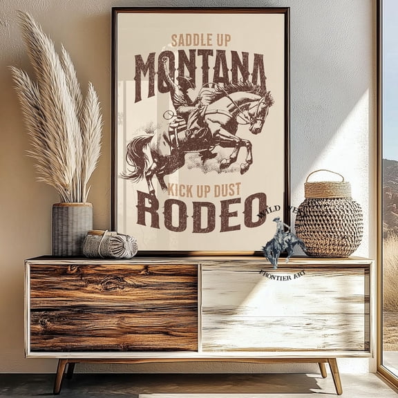 Montana Rodeo Print, Cowboy Western Wall Art Home Decor #3193, Unframed Poster Size 8x12