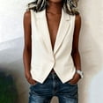 thumbnail image 2 of JGGSPWM Womens Sleeveless Single Button Blazer Vest Open Front Lightweight Casual Blazer Fashion Work Office Waistcoat Vest Beige XXL, 2 of 6