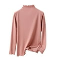 thumbnail image 2 of Tops for Women under $5 Long Sleeve Round Neck Solid Color Undershirt Pink XL, 2 of 6