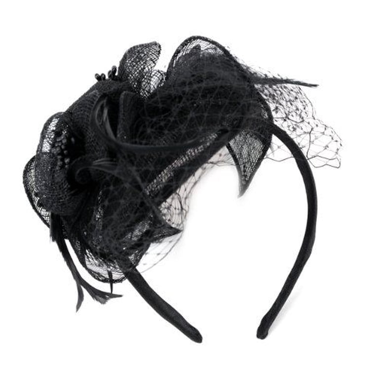 Women’s Elegant Black Fascinator Headband Large Black Fascinator Hat for Women, Modern Black Feather  main image 2