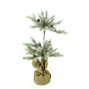 28" Green Vintage Glitter Pine Artificial Christmas Double Topiary Tree - Unlit