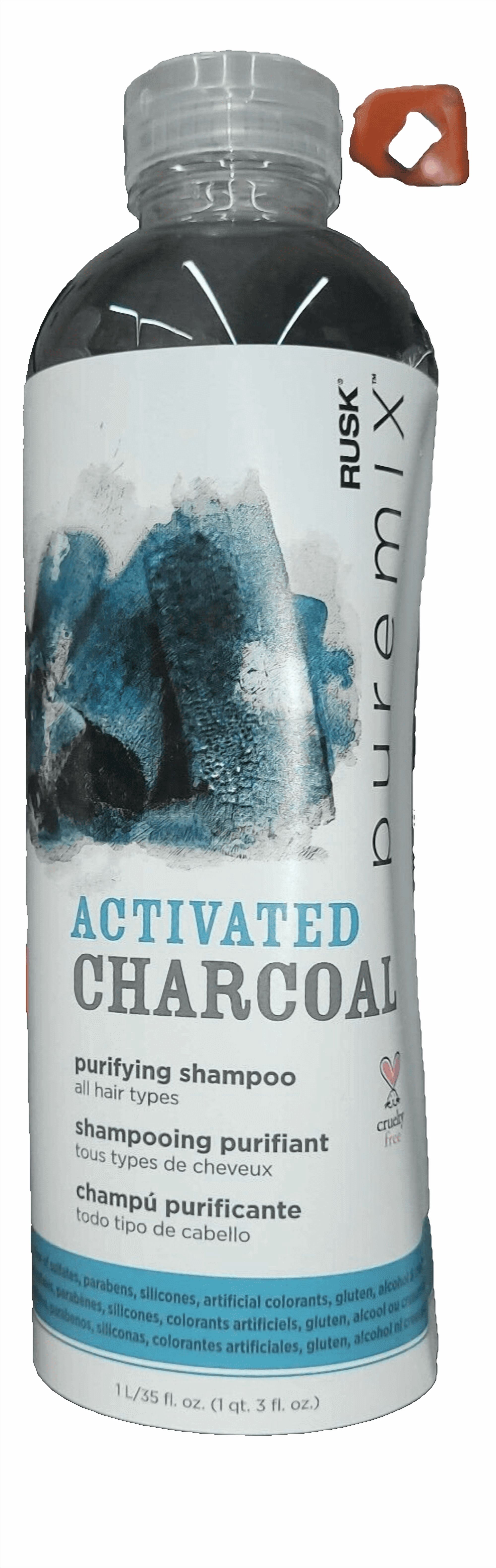 RUSK Puremix Activated Charcoal Purifying Shampoo 35 oz, 1L Large Bottle-3 Pack